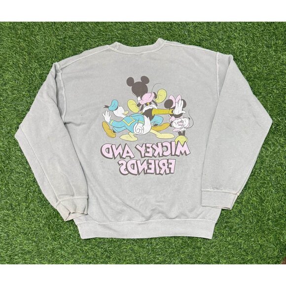2000s Mickey and Friends Crewneck Sweatshirt - Gray, 90s Disney Graphic - Picture 2 of 2